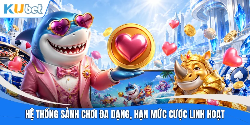 Hệ thống sảnh chơi đa dạng, hạn mức cược linh hoạt